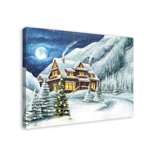 Cabin In The Mountains 40x30 Canvas Wall Art